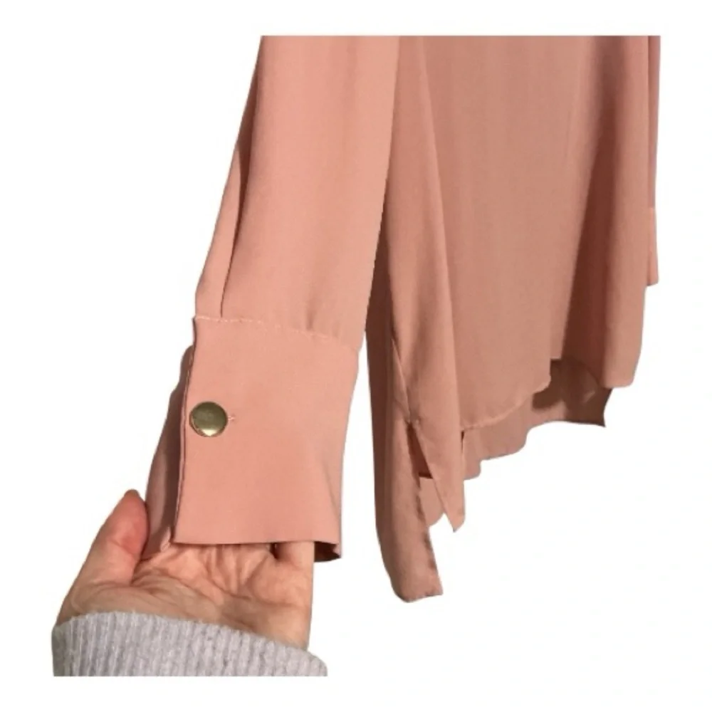 Eloquii Soft Pink V-Neck Blouse - Picture 2 of 4